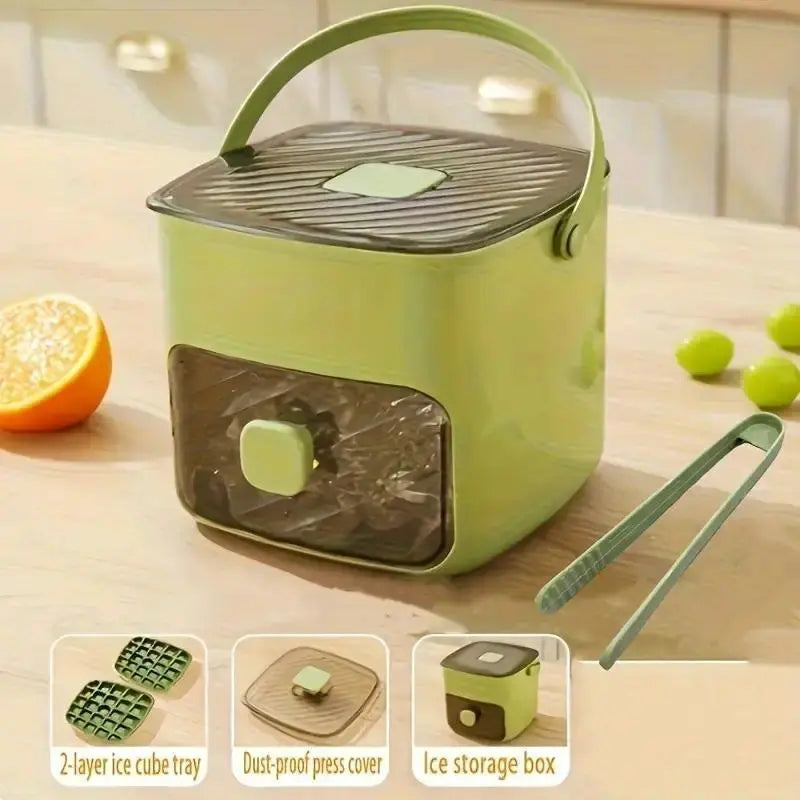 Handheld Ice Bucket, 48-Cell Ice Cube Tray, Ice Mold, Freezing Tool — Food-Grade, Large-Capacity, Home Press-Type Ice Cube Tray
